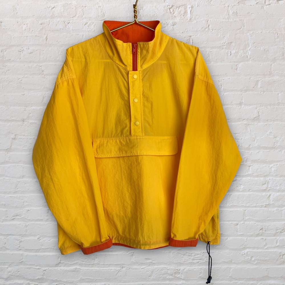 VTG 90s Gap Half Zip Windbreaker Pullover Jacket Yellow Orange Medium